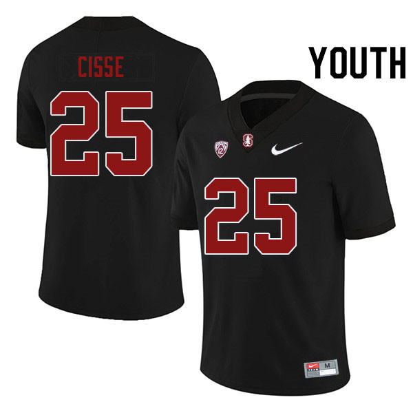 Youth #25 Ismael Cisse Stanford Cardinal College Football Jerseys Stitched Sale-Black
